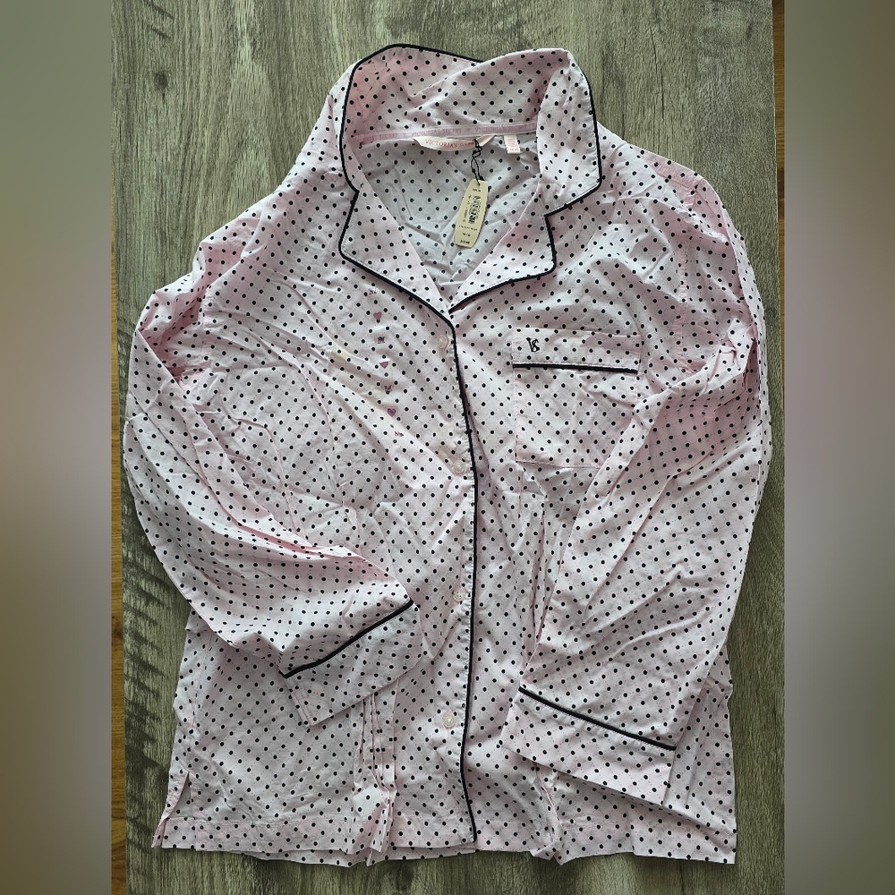 Victoria's Secret Pink and Black Polka Dot Pajama Set